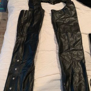 Black Leather Motorcycle Chaps